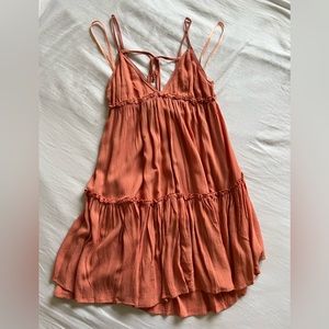 Peach Ruffle Minidress